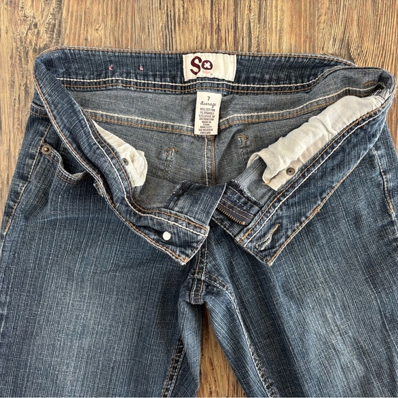 SO Beta Skinny Jeans Womens Juniors 7 Average Blue Denim Dark Wash Embroidered - Picture 10 of 13